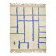 Tapis marocain Beni Ouarain blanc et bleu Klein