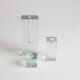 Glass block candlesticks and solifleur vase by Walther glass, Germany 1960s.