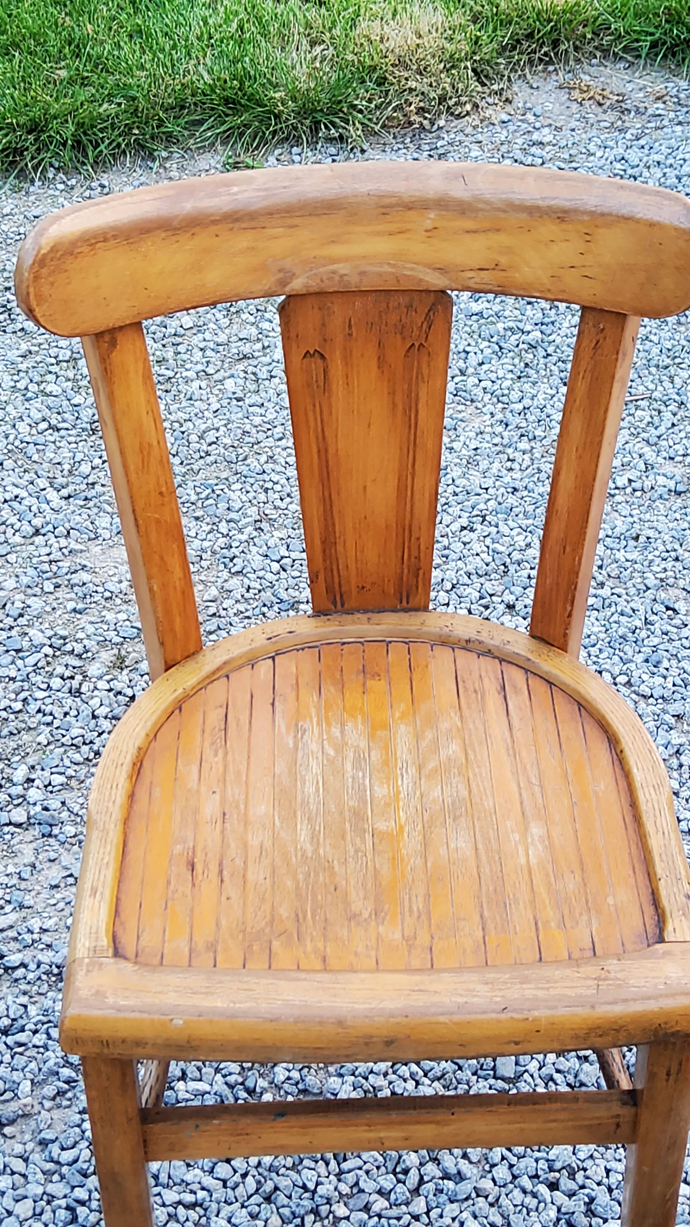 Set of 4 bistro chairs in beech and blond oak from the 50s