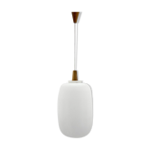 1960s Wood and Glass Pendant Light by ULUV, Czechoslovakia, Marked by Manufacturer
