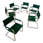 Ensemble 6 chaises tubulaire style bauhaus design années 80/90 vert
