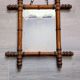 Antique turned bamboo mirror with pitted glass 45x39 cm