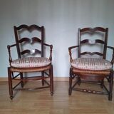 Wooden and wicker chairs