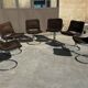 Set of 6 vintage Gastone Rinaldi style chrome steel chairs
