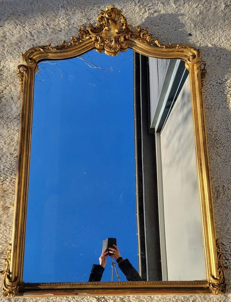 Miroir de cheminée doré XIXe style Louis XV