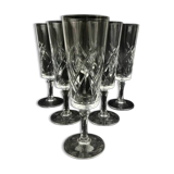 Set of 6 Lorraine crystal champagne flutes, 17 cm