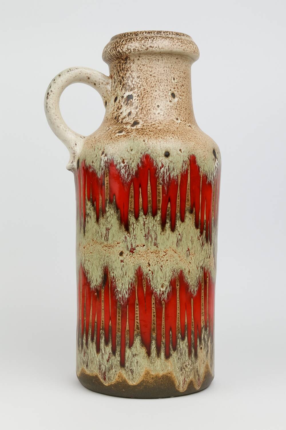 Vase vintage Scheurich poterie ouest-allemande LoRa Zig-Zag Fat Lava, 1970