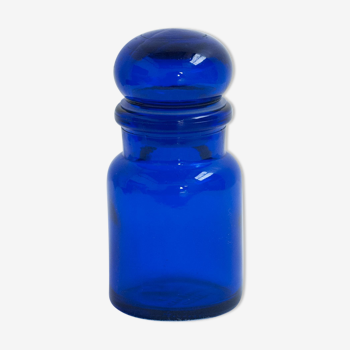 Pot apothicaire vintage en verre bleu cobalt