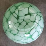 Vase en verre vintage forme boule fait à la main alicja vert et blanc