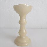 Vintage alabaster-style resin candlestick holder