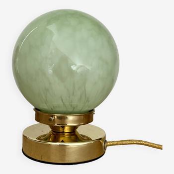 Lampe à poser globe vintage en verre de clichy mint