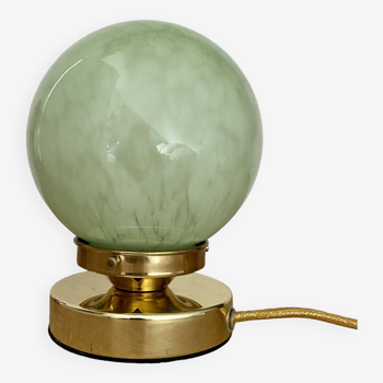 Vintage globe table lamp in clichy mint glass