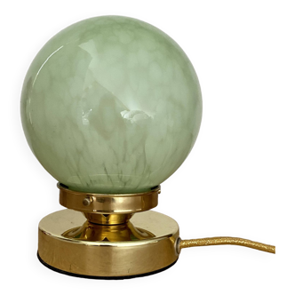 Vintage globe table lamp in clichy mint glass