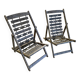 2 x weighty solid foldable wooden colonial deckchair / deck chair / 1960s