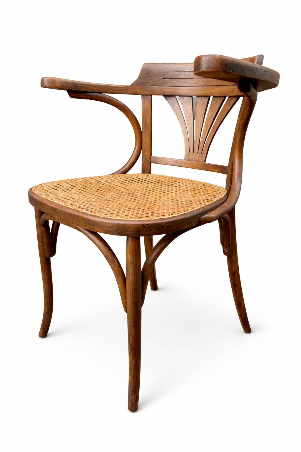 Rare american viennese style office armchair, bent wood, w baumann.
