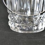 Seau à glace vintage en verre estampillé avec une anse en métal