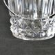 Vintage glass ice bucket stamped with a metal handle