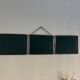 Vintage 1950s triptych barber mirror in duck blue - 22 x 86 cm