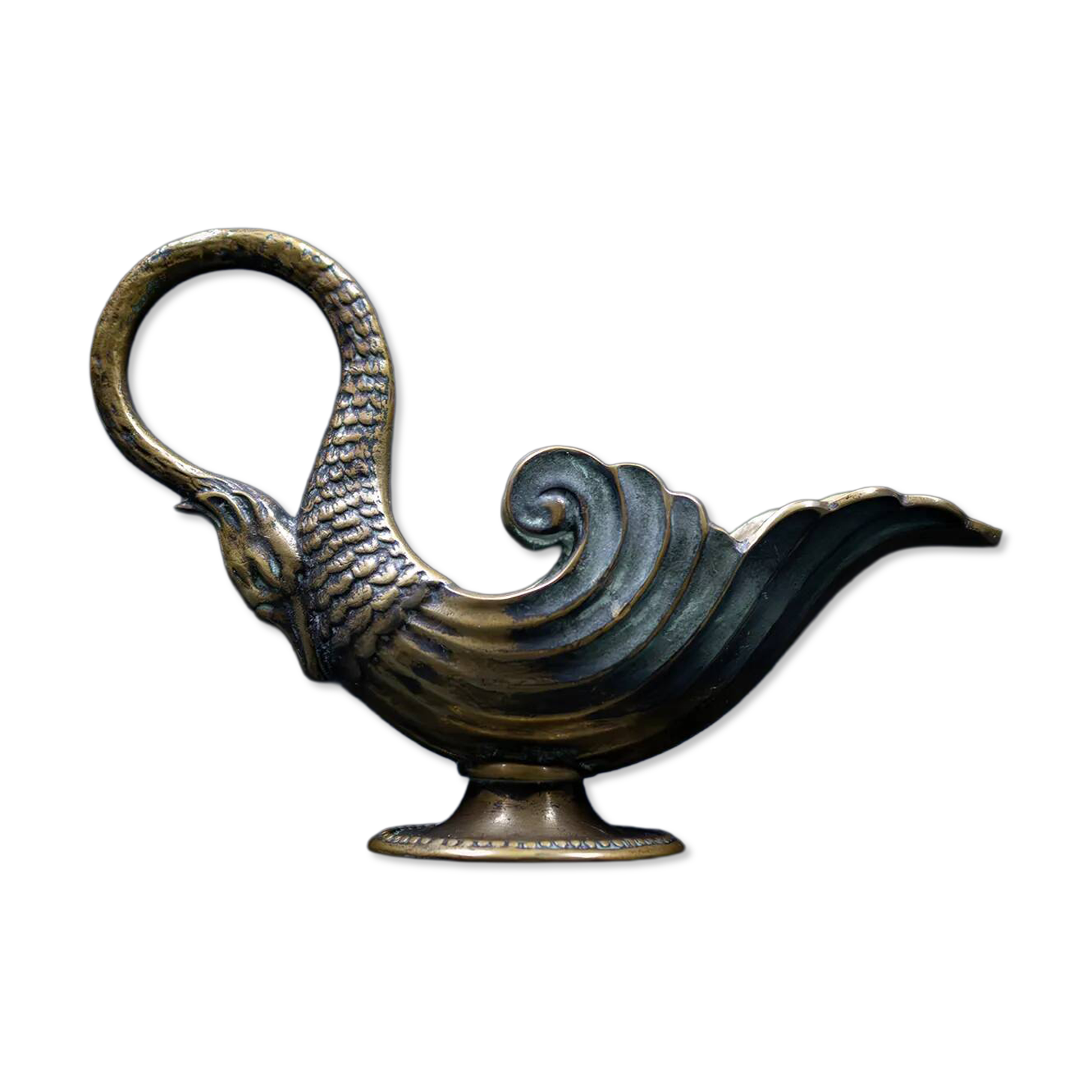 Bronze patinated pocket emptier with swan decoration by Max Le Verrier.