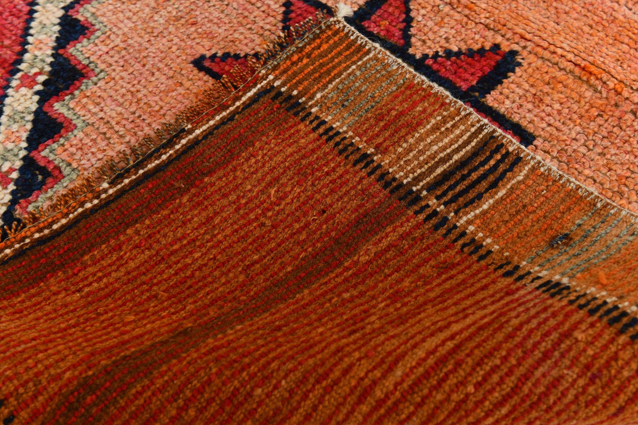 3x9 Somon Red & Dark Blue Hallway Runner Rug