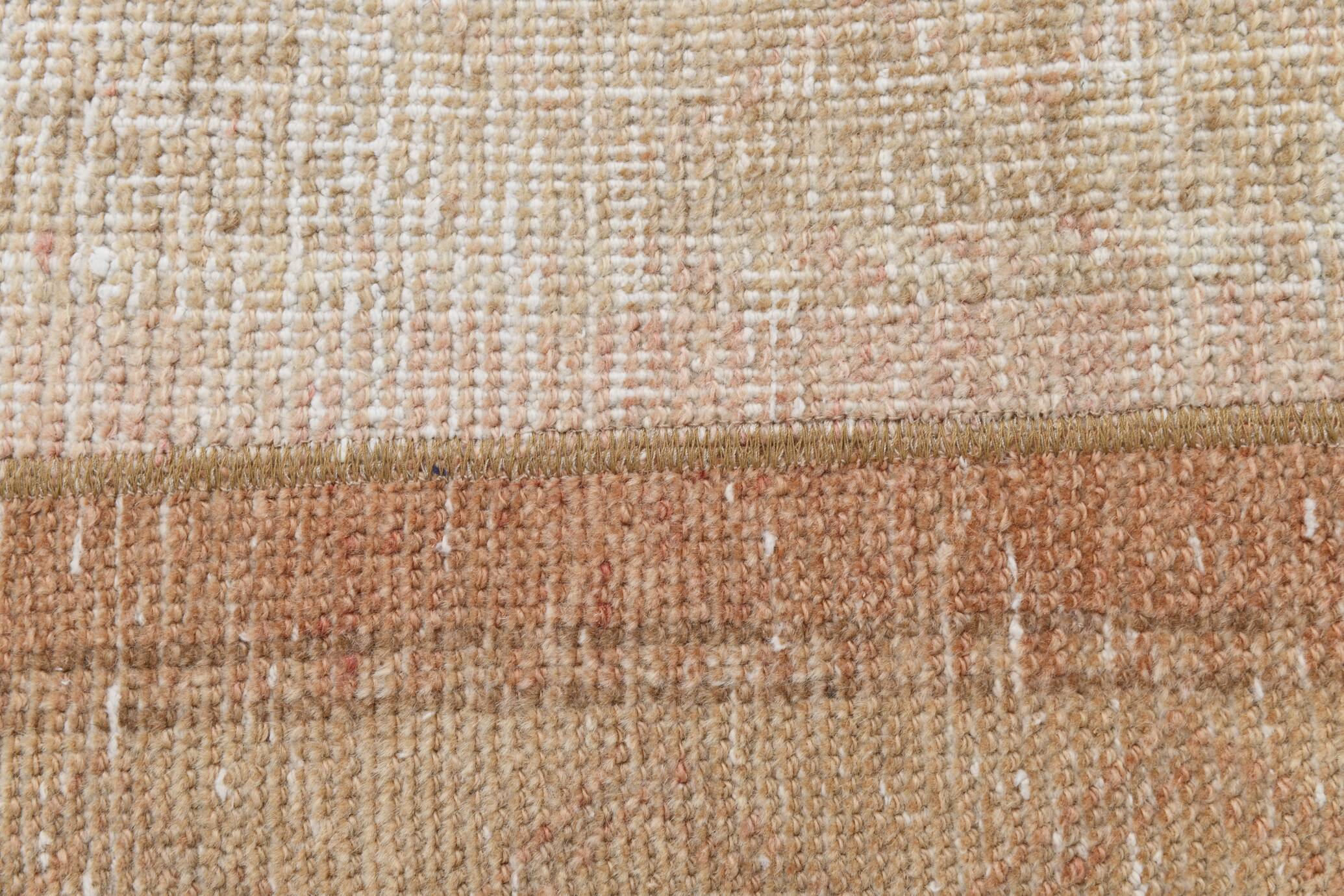 Red & Cream Long Turkish Vintage Runner Rug. 69x312Cm
