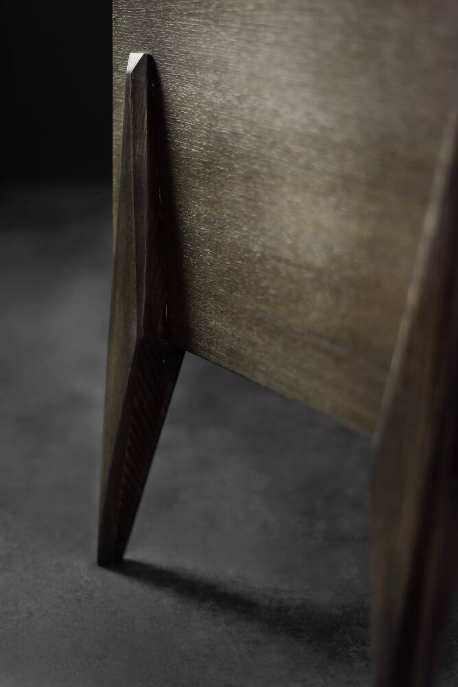 Scandinavian buffet in ash with matte metal handles, Mid-Century Modern style, 1960s.