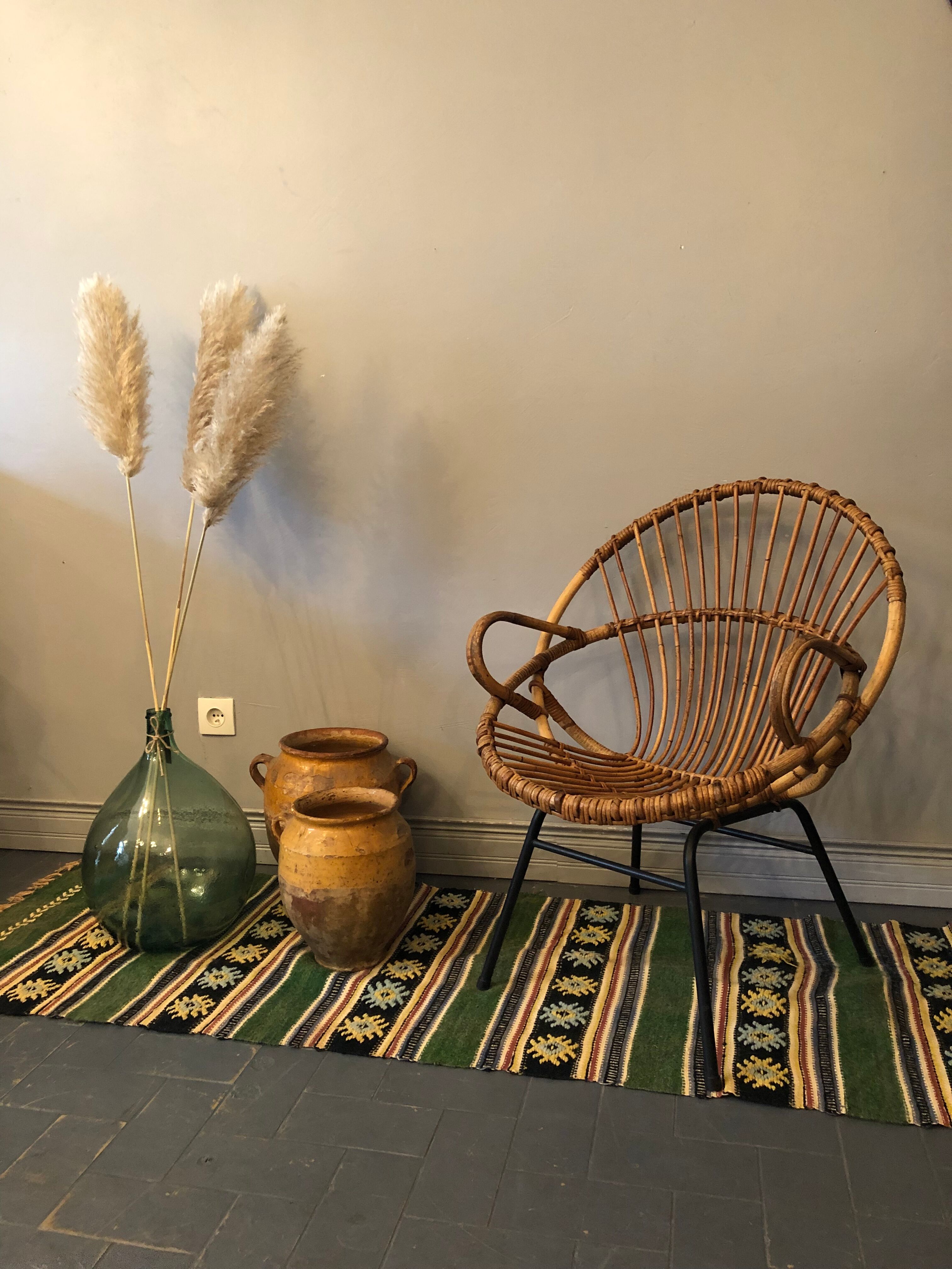 Rattan armchair 50s