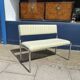 Chrome Bench Green Stripped 1970s Hollywood Regency Modernist Vintage