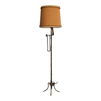 Neo-Gothic floor lamp with 2 candle holders, early 20th century, ironwork