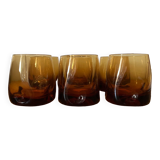 Set of 6 small amber glasses
