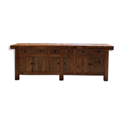 Buffet brutaliste en vieux sapin