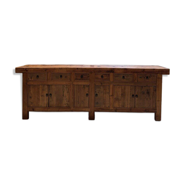 Buffet brutaliste en vieux sapin