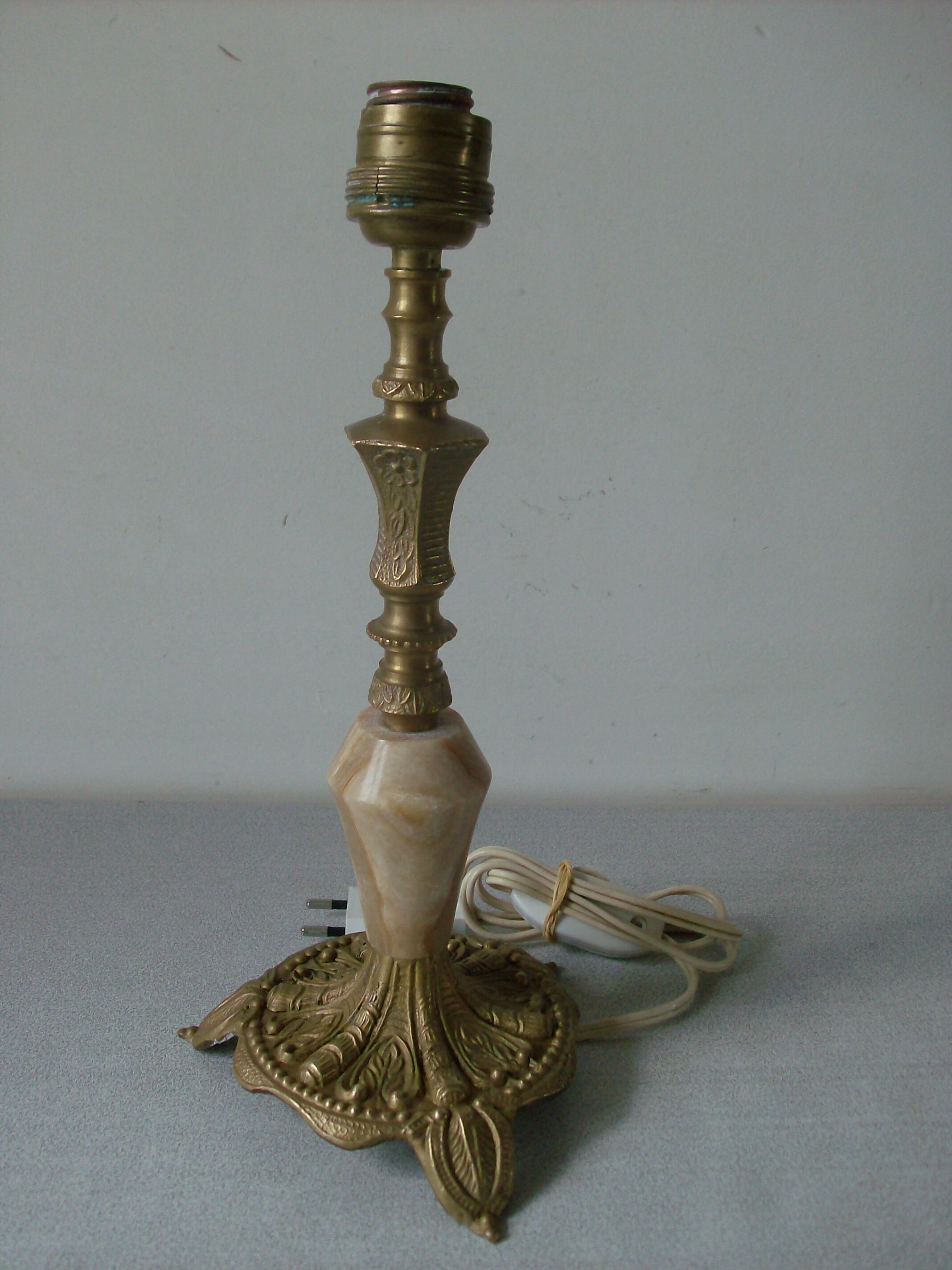 Old lamp foot in stone marble onyx and bronze 25 cm deco desk living room