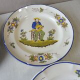 Lot of old plates, Decoration Rouen / peasant, St Clement PD