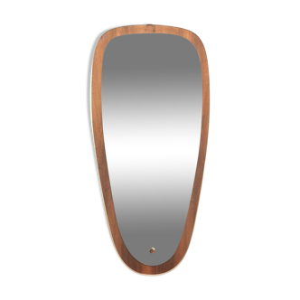 Vintage teak mirror with brass edge made in the 1950s