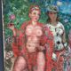 Oil on canvas by Pierre Monteret Three women twentieth