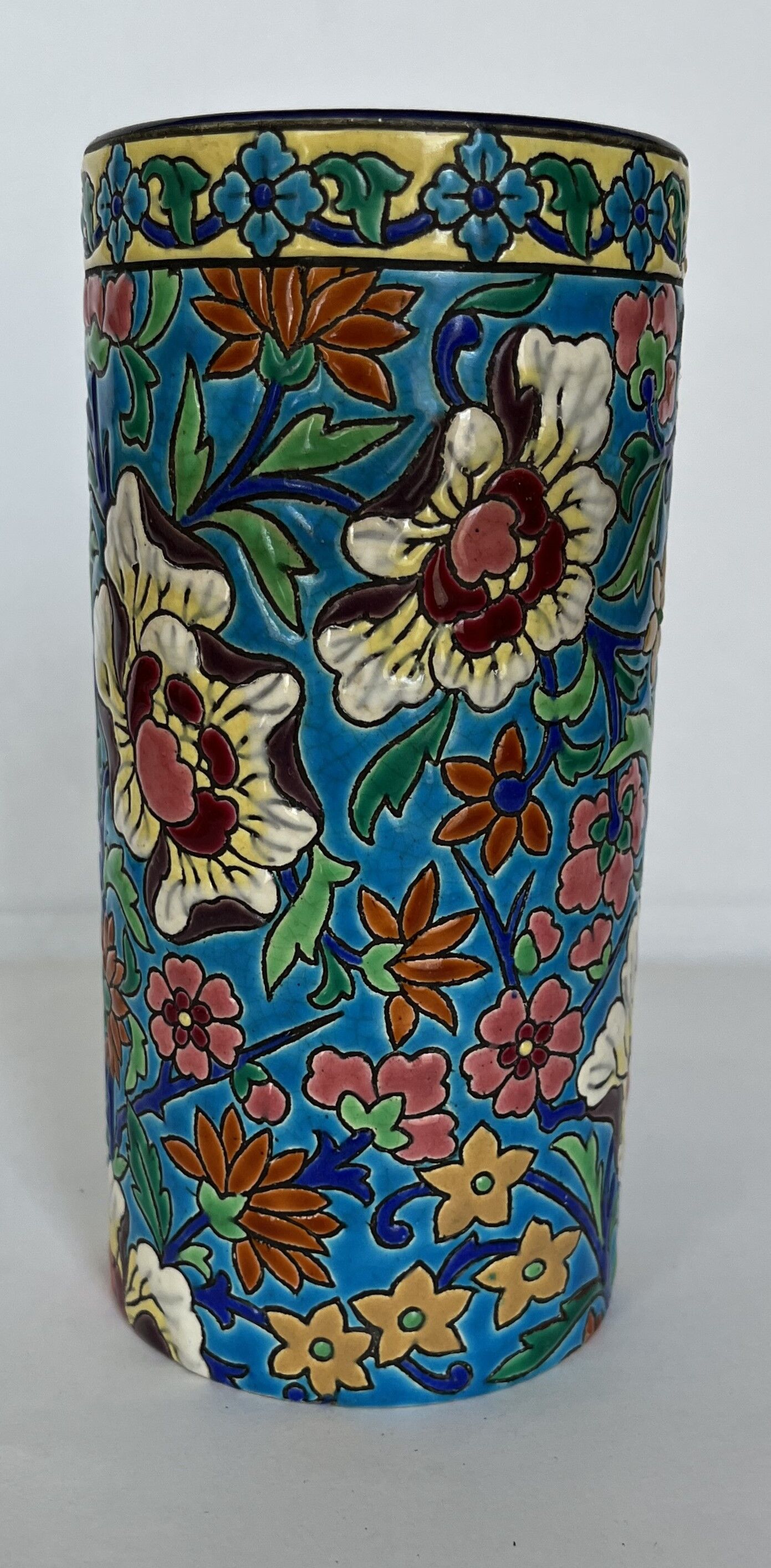 Vase rouleau en émaux de Longwy