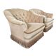 Set of 2 vintage ecru armchairs with fringes.