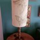 Turned wood lamp and silk lampshade