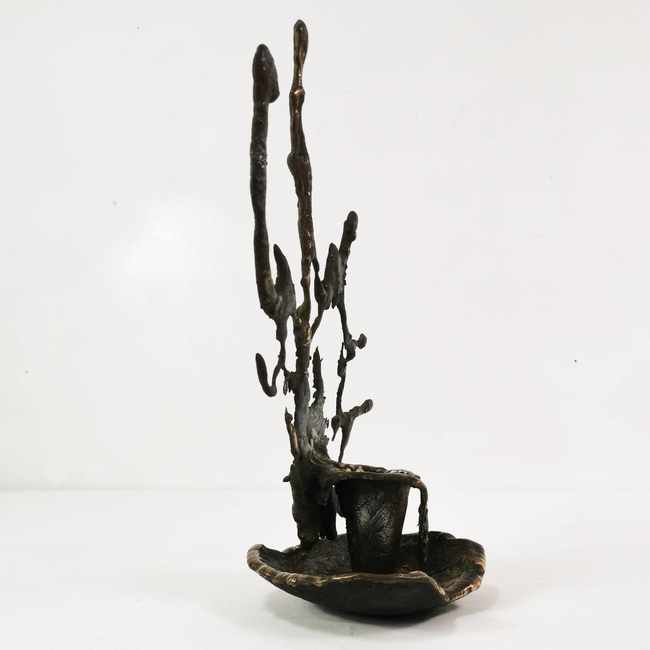 Brutalist cast iron candlestick, Belgium, 1960s.