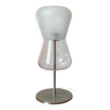 Lampe à poser en verre transparent et verre dépoli