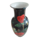 Vase chinois émaillé noir et décor de fleurs rouges