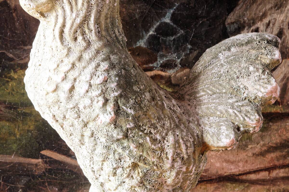 Antique enamelled terracotta rooster