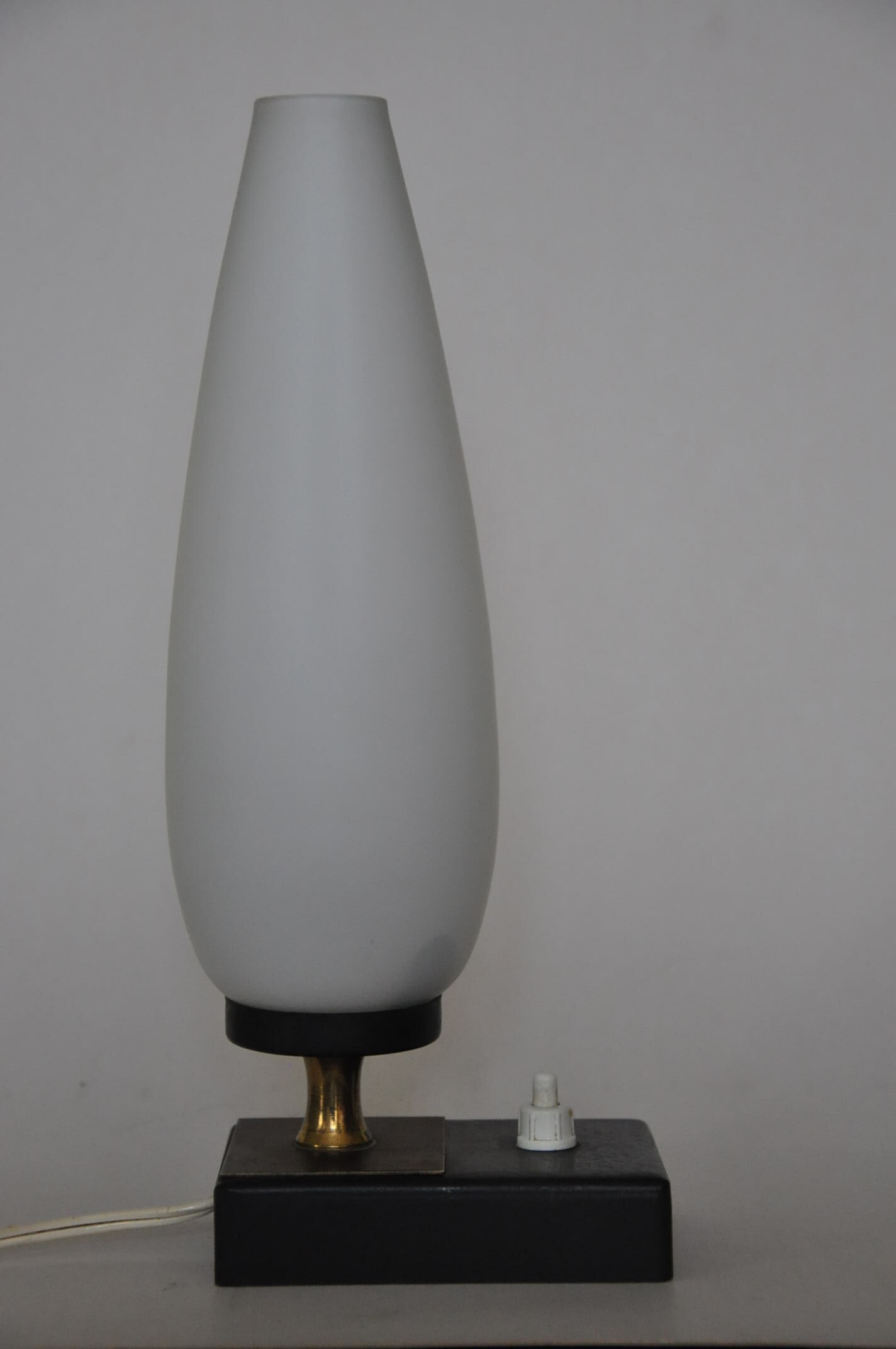 Opaline brass metal lamp 50s