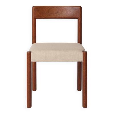 1 sur 4 Chaise de salle à manger en chêne du milieu du siècle – Vintage années 1960, revêtement gris clair