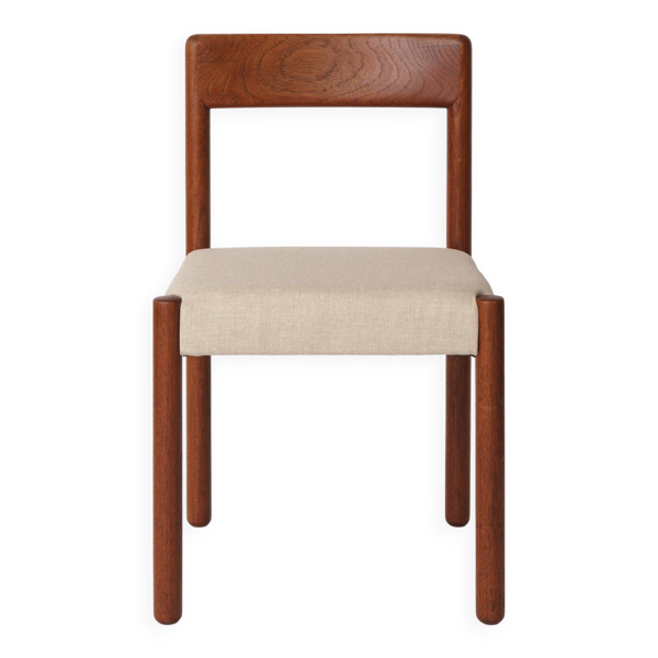 1 sur 4 Chaise de salle à manger en chêne du milieu du siècle – Vintage années 1960, revêtement gris clair