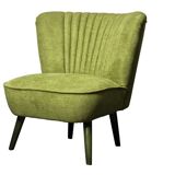 Pair of forest green cocktail chairs in fabric and wood, 1950s, ribbed shell backrest.