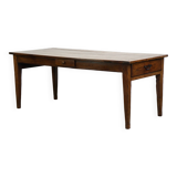 table à manger ancienne en chêne français avec 3 tiroirs et une patine exquise