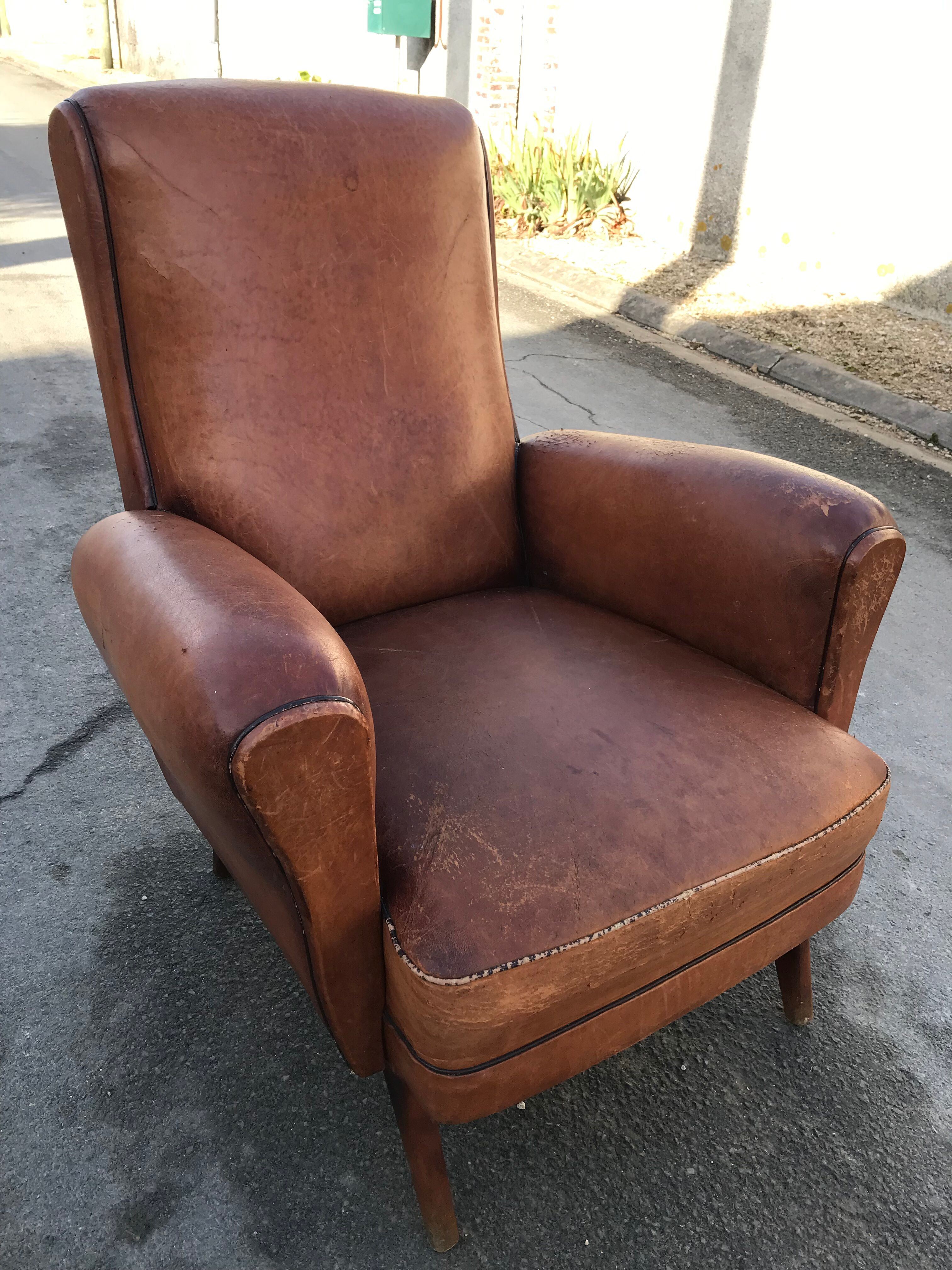 Armchair club feet compass vintage design Annees 50