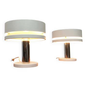 Minimalist table lamps from the German mid-century space age by Kaiser Idell / Kaiser Leuchten, 1960s, set of 2.